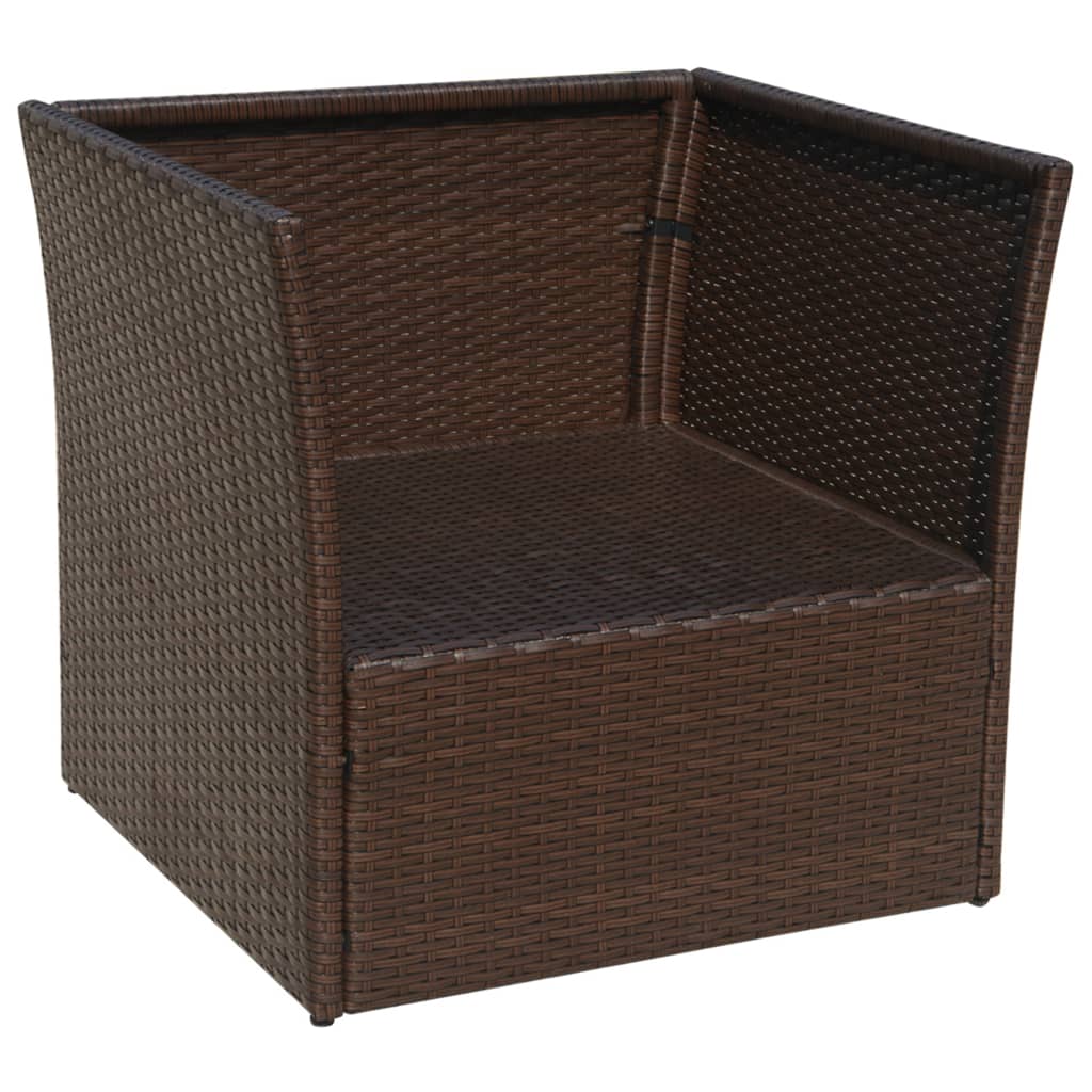 Gartensessel mit Fusshocker Poly Rattan Braun